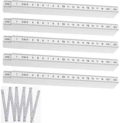 5 Stück Zollstock 2 Meter Gliedermaßstab aus Kunststoff, Tragbare Mehrwinkel Meterstab 2m mit 90°/180° Winkeleinrastung für Tischler, skalierbar, für Tischler, Maurer, Baustellen und Heimwerkerprojekt