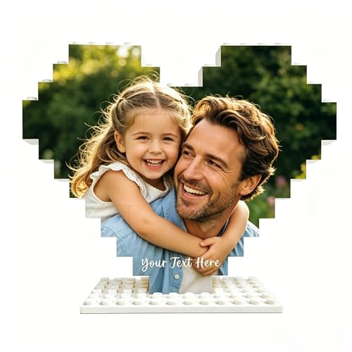 EDSG Personalised Gifts for Father's Day, Custom Jigsaw Puzzle with Photo, Fathers Day Photo Sign Plaque Gifts from Daughter Son Wife, Photo Frame Gifts for Fathers Day Birthday Christmas (Heart)