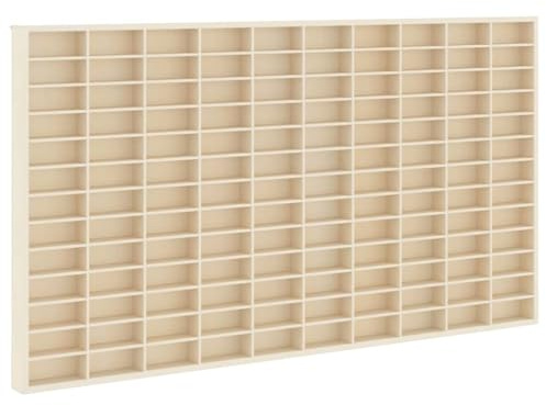 KGFHERENB Engineered Wood Wall Display Case, Beige, 130 Compartments