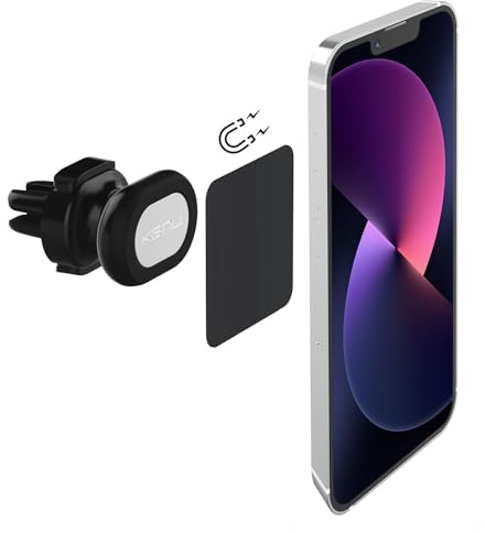 Kenu Airframe Magnetisk ventilationshållare inklusive metallplattor för smartphones/phablets – svart [360° roterbar I gummerade fästen I patenterad teknik I stativfunktion] – AF5-KK-NA