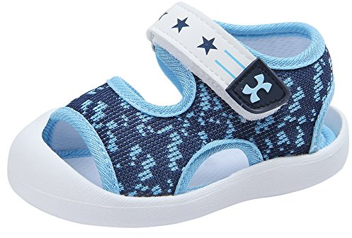Kuner Baby Summer Sandals Breathable Mesh Rubber Sole Non-Slip Outdoor Shoes for Boys and Girls 9-30 Months(7132 Blue-14,6-9months)