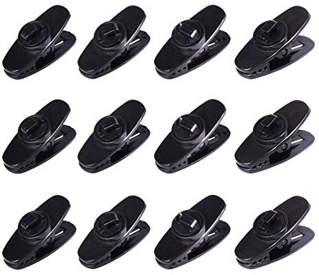 Clips für Kopfhörerkabel, 12 Stück, Schwarz, Clips, Kabel für Kopfhörer, 360 Grad drehbar, Clips, Kopfhörerkabel, Kunststoff, Clip, Kleidung
