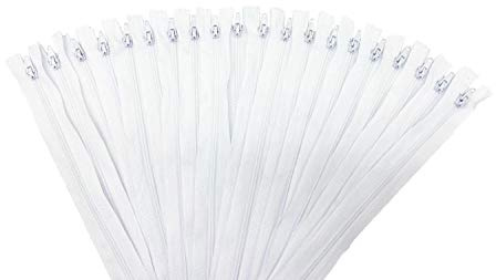 E-Goal 20 pezzi 30 cm sarto cucito nylon bobina chiusa cerniera sottile (bianco)