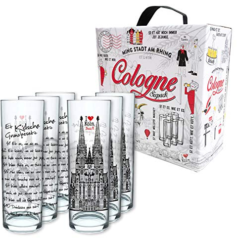3forCologne Kölschglas 6er Pack bunt 0,2ml, Kölner Stangen mit Grundgesetz, Biergläser Gläser Trinkgläser mit Aufdruck. (MADE IN GERMANY), Größe:300 EU