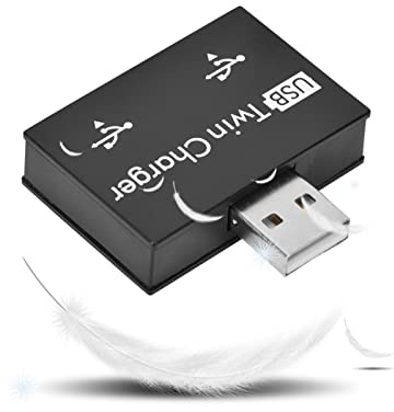 Hub USB de 2 Puertos, Kit Convertidor Macho a Hembra, Adaptador Divisor de Cargador Doble Portátil para Computadora y Otros Dispositivos, Negro
