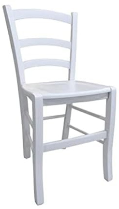 Dmora Sedia Classica In Legno, Made In Italy, Cm 46 X 42 X 87, Colore Bianco, Con Fondello In Legno