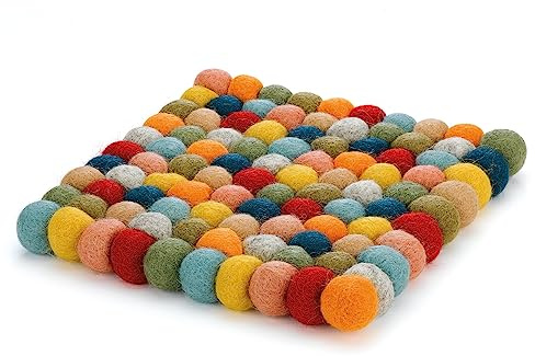 Cilio Lana Untersetzer aus Schafwolle in der Farbe Bunt, Maße: 21cm x 21cm x 2,2cm, 469929