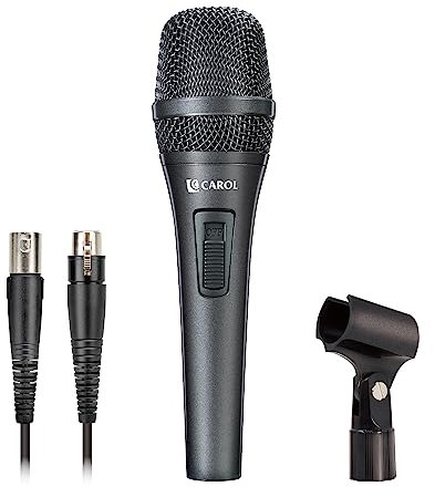 CAROL AC-910S XLR Wired Vocal Microphone – Dynamic Cardioid Mic with AHNC Dual-Engine Noise Cancelling Tech for Singing, Karaoke, Stage & Studio, Includes Mic Clip, 4.5m XLR Cable & On/Off Switch