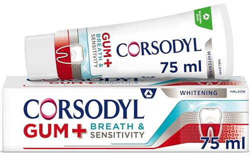 Corsodyl Toothpaste Gum+ Sensitivity Whitening Toothpaste for Gum Care & Fresh Breath, 75ml