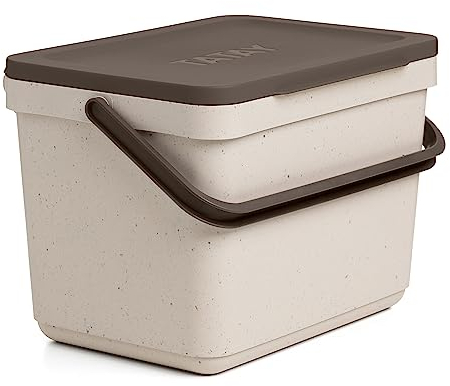 TATAY Pattumiera per Umido 6L | Compostiera da Cucina Smart Senza Supporto | Design Compatto e Funzionale | Materiale 100% Riciclato | 26,5x20,5x18,5 cm, Ecohome
