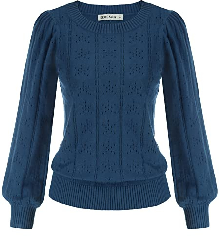 GRACE KARIN Femmes Chandails Pull Sweatshirt Manche Longue Col Rond Hiver Chaud Chic et Elegant