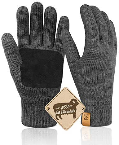 Migliore Wear Winterhandschuhe Herren Damen, Rutschfester Griff Thermohandschuhe, Warme Wollhandschuhe für Radfahren Fahren Camping Wandern Angeln