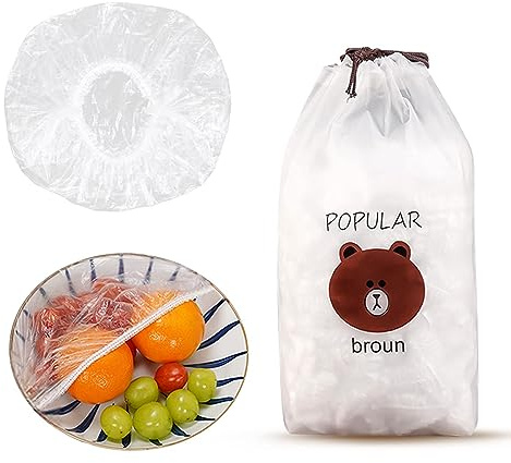 100 Pezzi Sacchetti di Conservazione Alimenti con 1 Sacchetto di Conservazione, Borsa di Protezione Alimenti, Design Bocca Elastica, Sacchetti di Conservazione Trasparenti per Alimenti, Resti