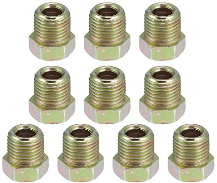 X AUTOHAUX Bremsrohrverschraubungen 1/2x20UNF Für 1/4 Bremsleitungen | 10 Stk, Verzinkter Stahl, Gold Tone, Außengewinde M13x1.25, Gesamtgröße 16x16mm, Für Motorrad