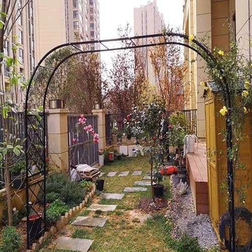 Arche de Jardin Fer forgé 140cm 180cm 220cm 260cm 370cm Arceau métal pour Rosiers Grimpantes Arche de Mariage Exterieur Noir Blanc (Color : Noir, Size : 370cm x 250cm)