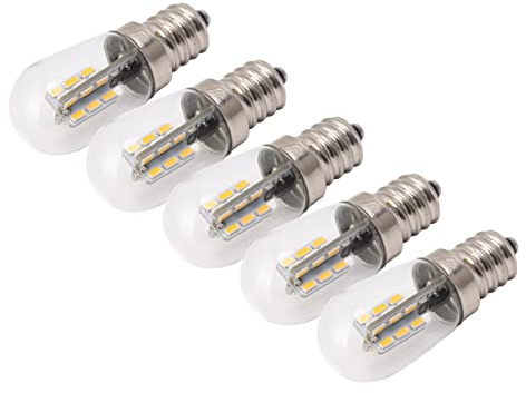 WINH Ampoule LED E12, Haute luminosité 24pcs Perle 120V Ampoules 5pcs pour Ventilateur (Lumière chaude)