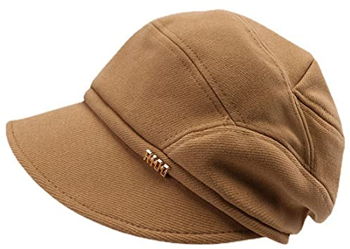 GUSHE 2023 New Newsboy Cabbie Baskenmütze für Damen, Schirmmütze Barett Mütze Damen, Wolle Ballonmütze, Bakerboy Schirmmütze, Wintermütze, Achteckiger Hut, Kappe Barett (Kaffee)