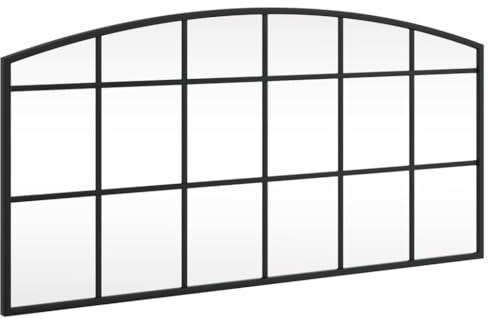 vidaXL Espejo de Pared Arco, Espejo con Marco, Espejo Colgante, Decoración para Dormitorio Pasillo Salón Baño Recibidor, Hierro Negro