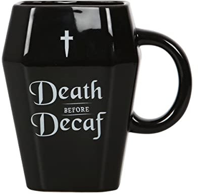 Horror-Shop Tazza da caffè Death Before Decaf A Forma di Bara 12,5 Cm