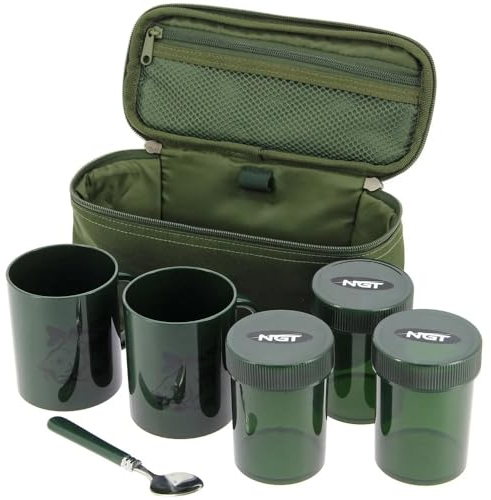 NGT Brew Kit Camping Carp Fishing Includes Cups, Pots, spoon & Case