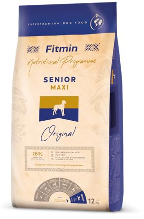 Fitmin Maxi Senior Dogs | Hundetrockenfutter | Hundenahrung mit Frischfleisch | 76% Protein tierischen Ursprungs | Futter für ältere Hunde großer Rassen | 12kg