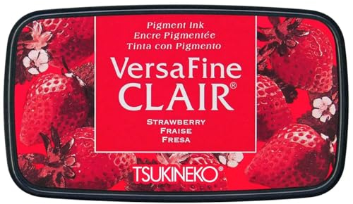 Tsukineko VF-CLA-202 VersaFine Clair Stempelkissen-Rot, Strawberry-Groß-Deckend, Wasserfest, Beständig Gegen Ausbleichen-Embossing, pad size: 7.6 x 3.5 cm