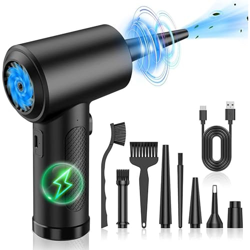 WYFCR Elektrische Staubgebläse, elektrischer Luftstauber, Luftgebläse mit LED-Licht, Luftstauber, 3-fach einstellbar, für Computer, Tastatur, Auto, Laptop, Kamera, turbo jetfan