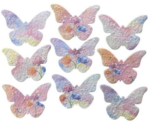 40 Plantable Seed Butterflies. Wildflower Seeded Paper Shapes. Eco Friendly Gardening. Rainbow DIY Wedding Favours. Card Making Shapes. Funeral Memorial. Craft Activities.