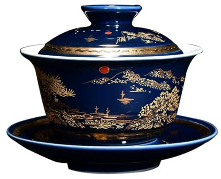 LIUBI Taza de té de cerámica Gaiwan, Cuenco de sopera de té Hecho a Mano, Accesorios de té de Porcelana, vajilla para Beber de 150 ml