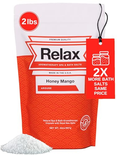 Relax Spa & Bath Sali da bagno per aromaterapia per vasca idromassaggio, bagno o spa, sacchetto da 0,9 kg infuso con magnesio, sale da bagno per ammollo, profumo di miele e mango