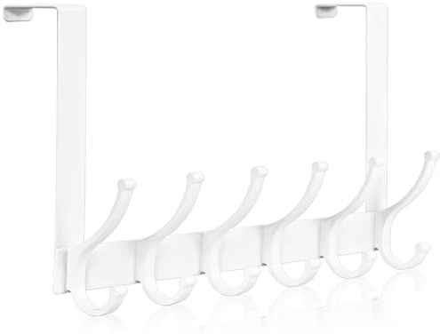 Optish Over The Door Hooks, Door Hanger Hooks for Hanging, Over The Doors Towel Racks for Bathroom, Coat Rack Dorm Essentials (1Pack, White, Fit 1-3/4 Doors)