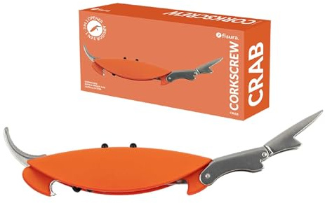 Fisura - Sacacorchos original “cangrejo”. Sacacorchos de acero inoxidable con cuchilla corta cápsulas. Abridor de vino divertido. Abridor de cerveza para regalo.