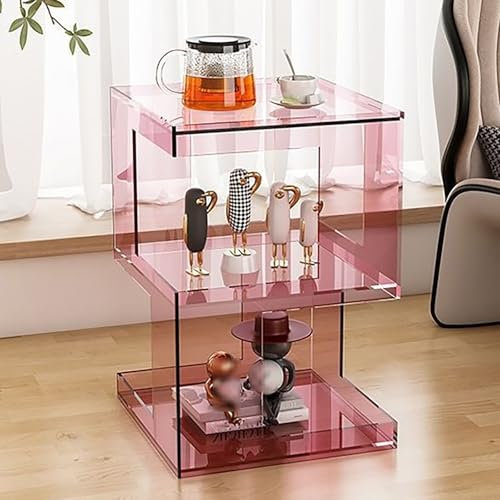 Nordivo Beistelltisch Aus Acryl,Beistelltisch Sofa,Beistelltische Fürs Wohnzimmer,Kleiner Couchtisch,Kleiner Tisch Wohnzimmer,Sofatisch Modern,Kaffeetisch Wohnzimmer,Ablagetisch Flur(Pink)