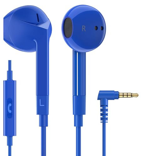 Ludos FEROX Auriculares In Ear con Cable y Microfono, 5 Años de Garantía, Auricular con Jack, Cascos Musica con Graves Potentes, para iPhone, iPad, Samsung, Xiaomi, Gaming, Móvil, MP3 - Azul