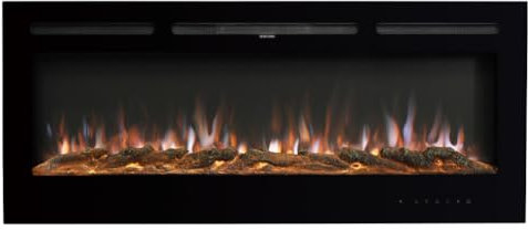 Warmiehomy Electric Fire 80inch/203.2cm Media Wall Fireplace Wall Mounted/Recessed Electric Fireplace with 9 Colors LED Flame Effect, Remote Control & Overheat Protection