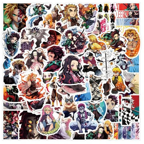 CAREOR 110Pcs Demon Slayer Stickers, Vinyl Waterproof Anime Cartoon Character Stickers for Teens Office Workers Crafts Gifts Laptop Bottles Guitar Luggage Snowboard
