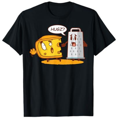 Funny Cheese and Grater Hug Cartoon Pun T-Shirt