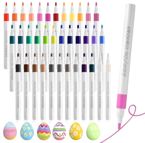 36 Felt Tip Pens Acrylic Paint Markers Pens Colouring Pens for Adults Children Waterproof Non Toxic Fast-Drying Art Pen DIY Painting for Painting Glass Canvas Wood Ceramic