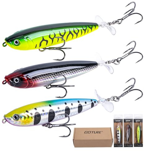 Goture Whopper Plopper Angelköder, Topwater Wobbler mit Propeller Tail für Raubfische (Barsch, Hecht, Zander) | Für Süß- und Salzwasser