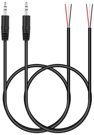 PATIKIL 3.3FT 3.5mm 1/7 Male Jack to Bare Wire Open End, 2PCS TRS 3 Pole Stereo Plug Audio Cable for Speaker Headphone Headset Earphone Electric Guitar Bass Keyboard Amplifier, 3 Colors
