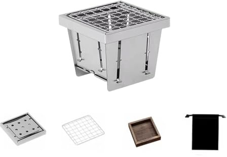 Xanorrg Grils De Camping Pratiques en Acier Inoxydable Conception Pliante Petit Poêle Barbecue pour Les Amateurs D'activités Plein Air Pique-niques Cuisine Grils D'extérieur Pliants