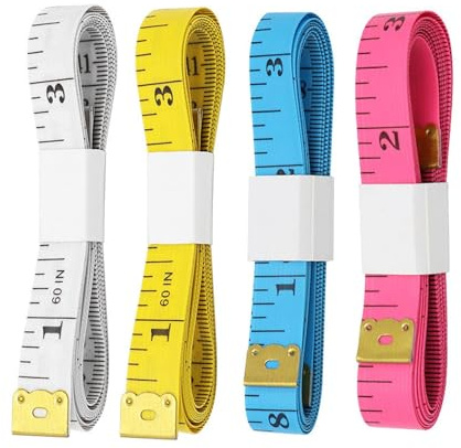 4Pcs Body Measuring Tape, Dual Scale 150 cm/60 Inch, Soft Retractable Tailors Masuring Tape, Durable Fabric Soft Tape Measure for Body Measurements & Tailoring(COLOR:4)