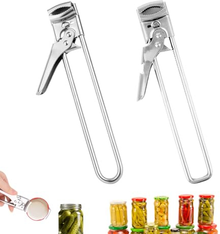 Goktvai 2pcs Stainless Steel Jar Openers, 2 Styles Multifunctional Adjustable Can Opener Manual Bottle Lids Gripper Practical Metal Kitchen Accessories Suitable for Seniors & Weak Hands (Silver)