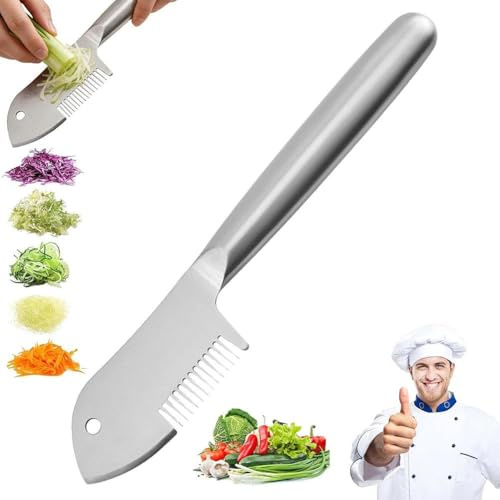Pelapatate e affettaverdure in acciaio inox, multiuso, con lama di precisione, manico comodo e foro per appendere frutta, patate, carote (1 pezzo)