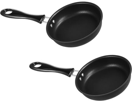 TOYANDONA Mini Sartén Antiadherente 12 Cm de Hierro Fundido para Cocinar Huevos y Tortillas, 2 Piezas Negras, Utensilio de Cocina Adecuado para Desayuno y Barbacoa