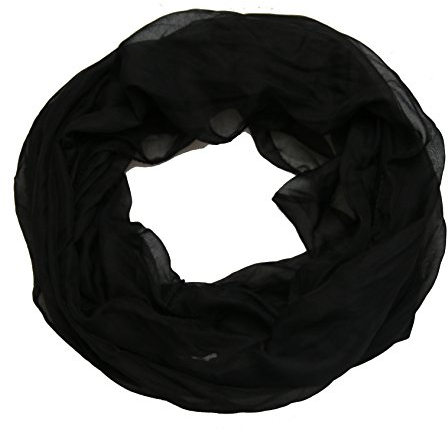 ACC Damen Seide Loop Schal leicht unifarben (schwarz)