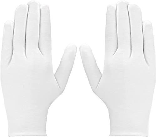 LUTER 3 Paires Gants De Coton Blanc Femme Homme Gants en Tissu pour Eczéma, Mains sèches, hydratation, Nettoyage des Costumes en Argent pour Bijoux de pièce de Monnaie