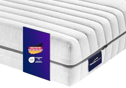 Traumnacht Komfort 7-Zonen 500er Tonnentaschenfederkernmatratze mit Viskose Bezug Härtegrad H3 (mittelfest) - bis 100 kg, 80x200cm, Öko-Tex zertifiziert, produziert nach deutschem Qualitätsstandard