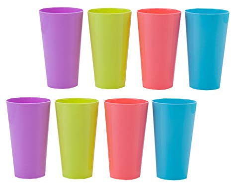 TOYANDONA Plastic Cup, Plastic Tumbler Set 8 Pieces Reusable Water Cup Colorful Stacking Cups Mugs for Indoor Outdoor Parties - Random Color