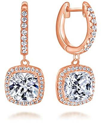 Strålande kreolörhängen i 925 sterling silver med hängen och stenar i glittrande kristallpavé kreoler små i juvelerarkvalitet e Sterling silver, colore: Rödguld